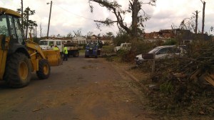 19th Street East, looking west, 5 days after the epic 4/27/2011 Tuscaloosa tornado. (Tanya Mikulas, photographer)