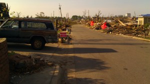be prepared to stop. no way to avoid streets lined with debris. Tanya Mikulas, photographer.